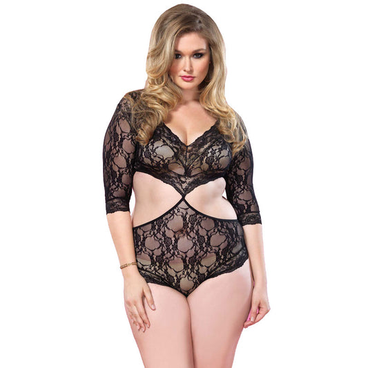 Leg Avenue Cut Out Floral Lace Teddy UK 16 to 18